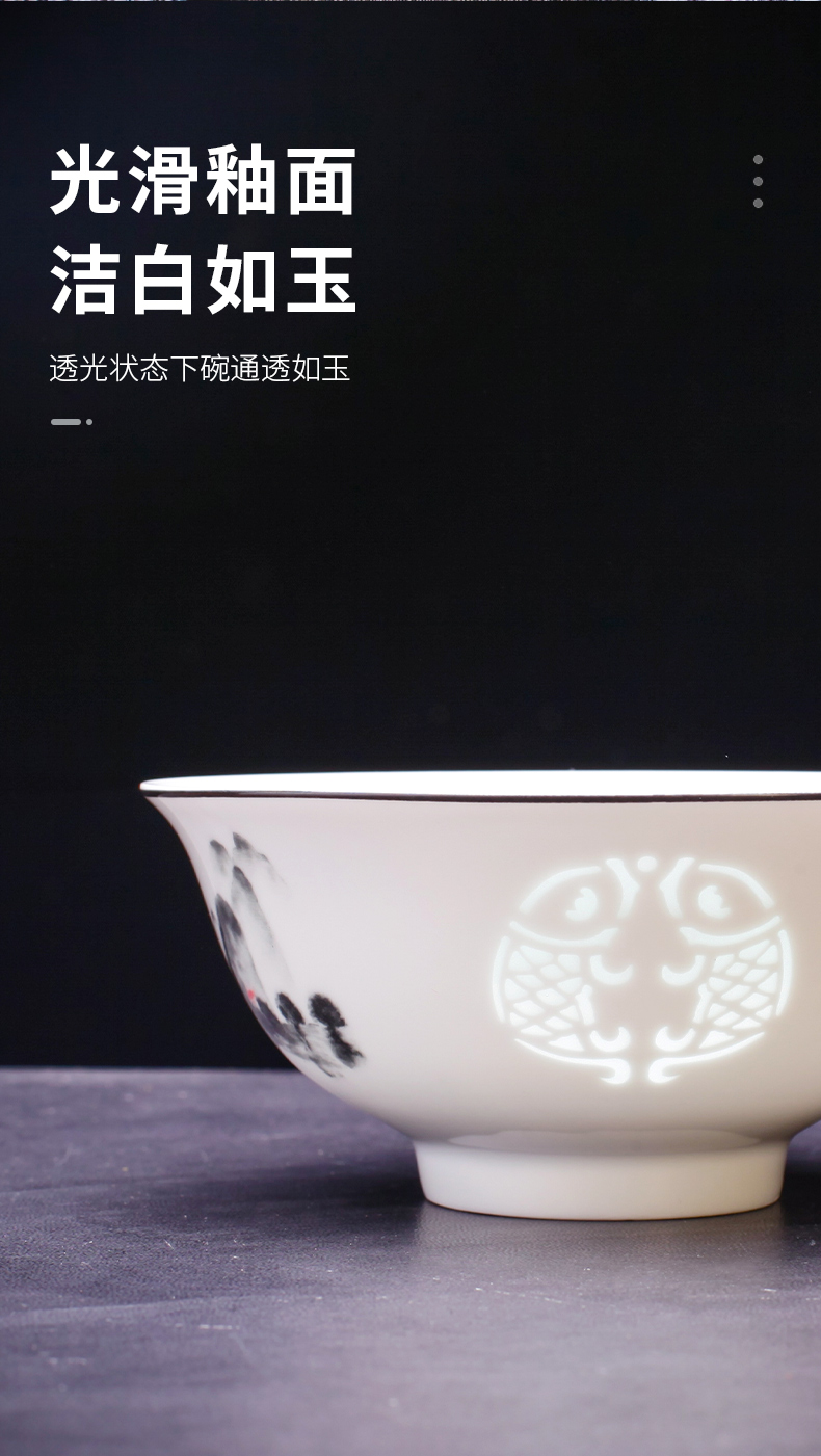 景德镇水墨风玲珑瓷家用碗盘陶瓷碗礼盒盘子中式碗碟盘餐具套装