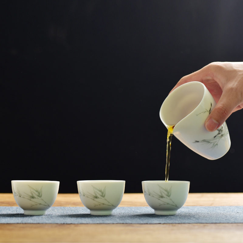 古镇陶瓷 景德镇茶具盖碗茶杯套装家用简约泡茶茶器功夫茶具新中式茶具 报春