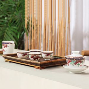 古镇陶瓷 景德镇茶具盖碗茶杯套装家用简约泡茶茶器功夫茶具新中式茶具 大吉大利
