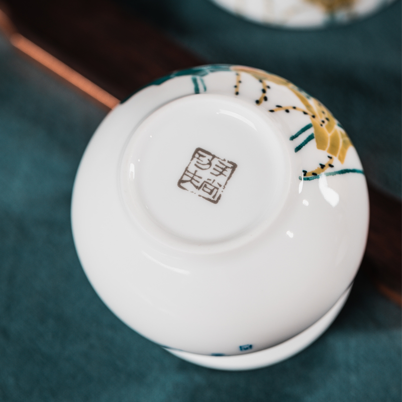 手尚功夫景德镇手绘陶瓷茶具套装家用青花瓷手绘功夫茶具白瓷茶具古镇陶瓷