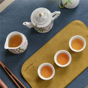 手尚功夫景德镇手绘陶瓷茶具套装家用青花瓷手绘功夫茶具白瓷茶具古镇陶瓷 粉彩寿桃